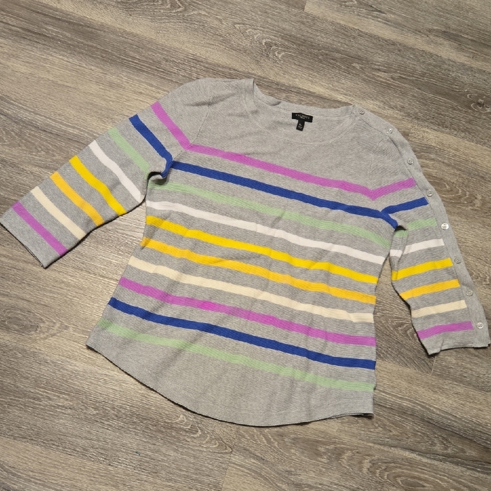 Talbots Gray Multicolor Striped Sweater Size MP